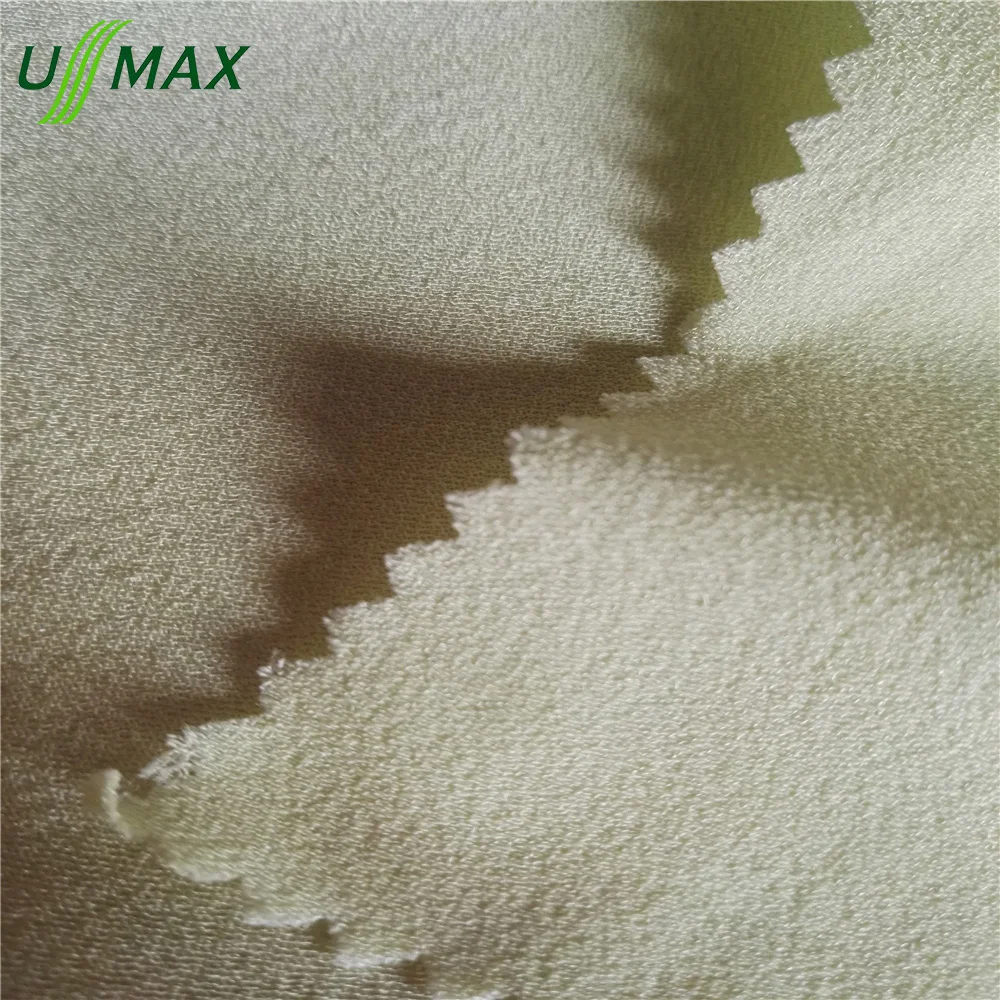 2019 latest hot sale high quality China supplier 75d*120d 170GSM 54/55'light yellow 100% Viscos/Rayon Satin/sateen Crepe Fabric
