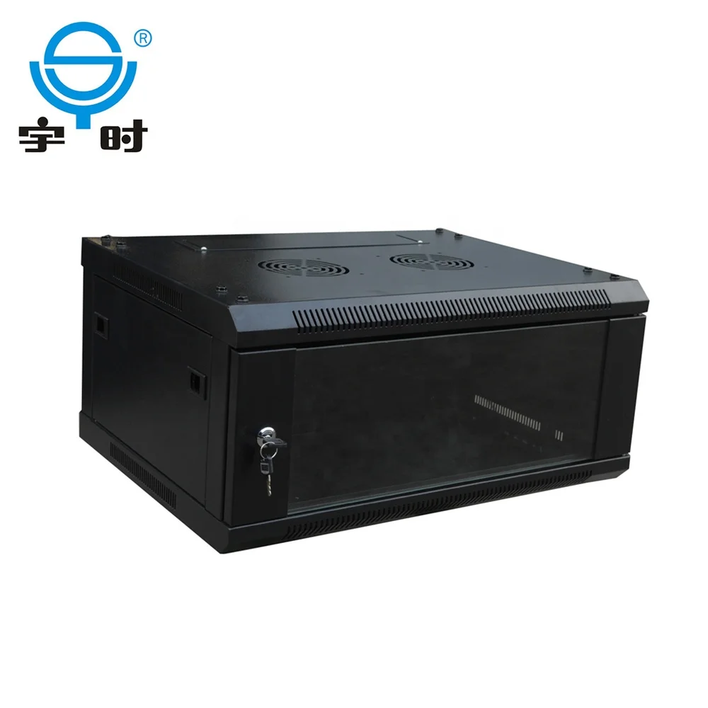 19 inch Easy installing wall mount network cabinet with rack fan and fixed shelf