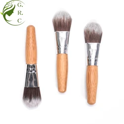 Single Wooden Private Label Short Handle 9cm Length Mini Liquid Makeup Custom Logo Cosmetic Mask Makeup Kabuki Foundation Brush