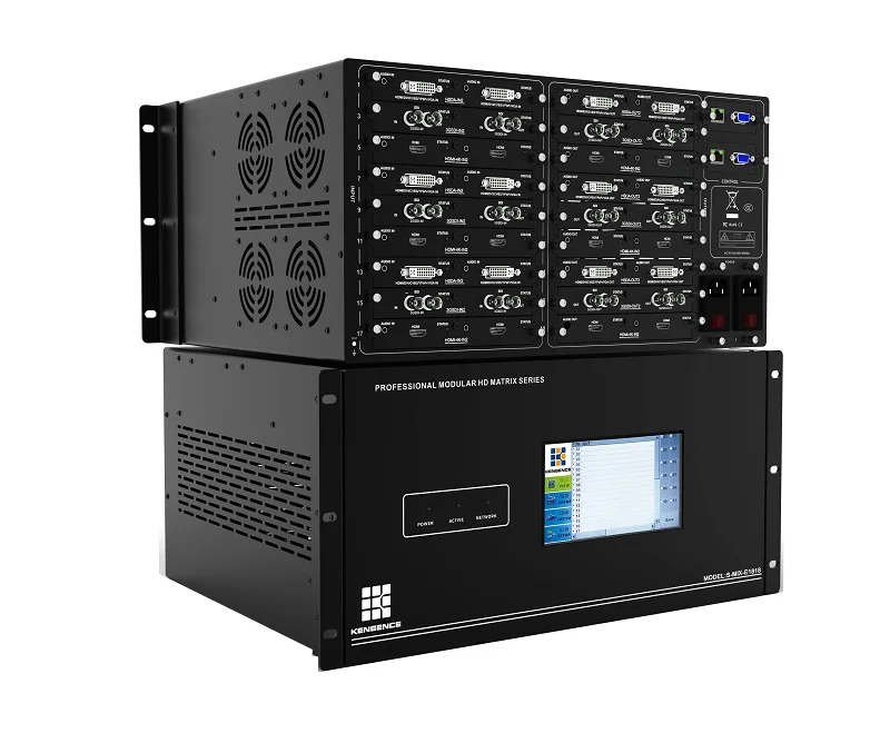 cctv av matrix switcher 18x18 modular video matrix switcher support seamless EDID 4K dual power dual control backup