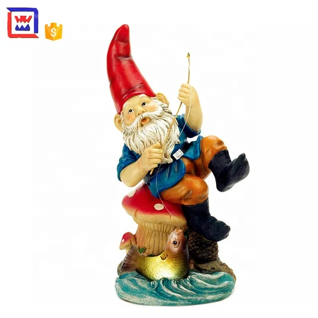 Fishing Gnome Life Size Garden Statues For Sales