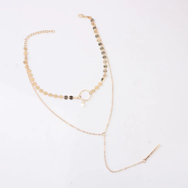 neck Necklace round sequins love pendant