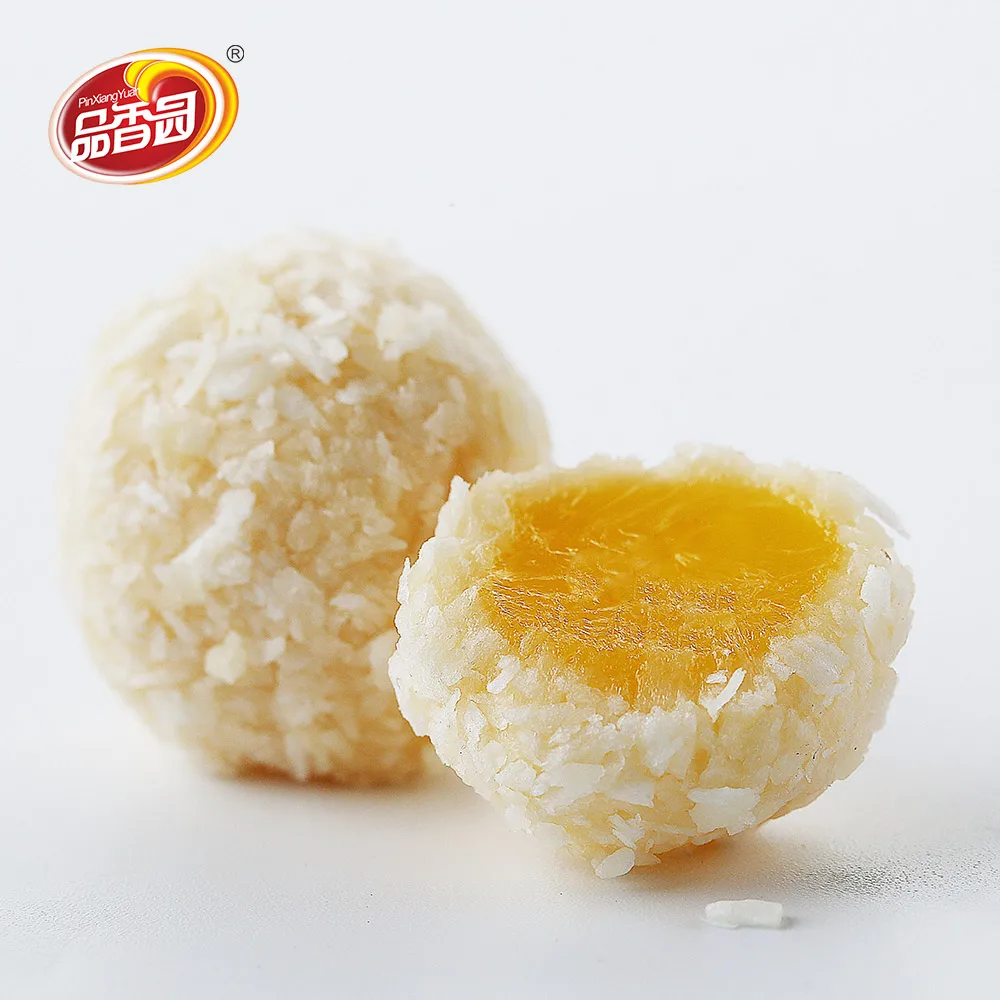 Ball Shape Mango Jam Center Filled Coconut Coated Soft Gummy Candy