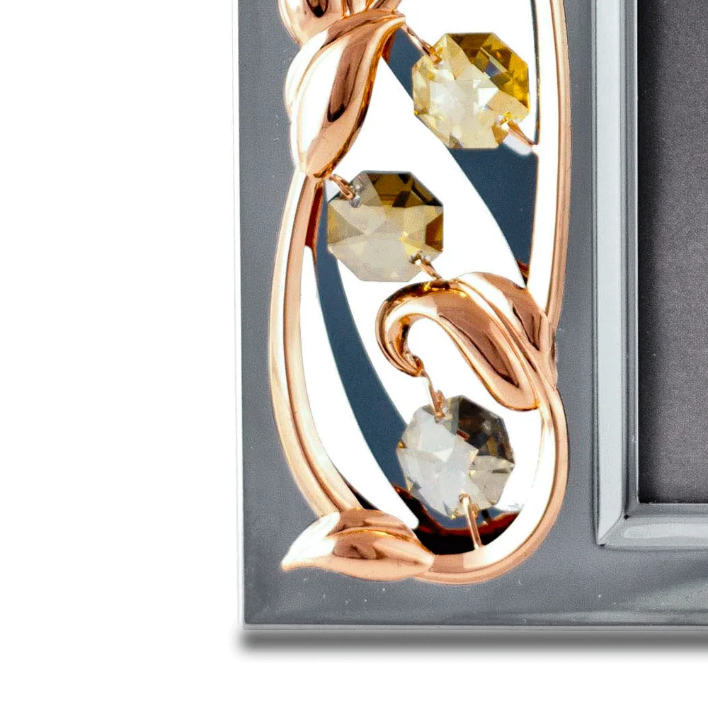 Crystocraft Роскошная фоторамка с кристаллами и цветами 4R розовое золото металл с кристаллами бриллиантовой резки свадебный подарок для пары