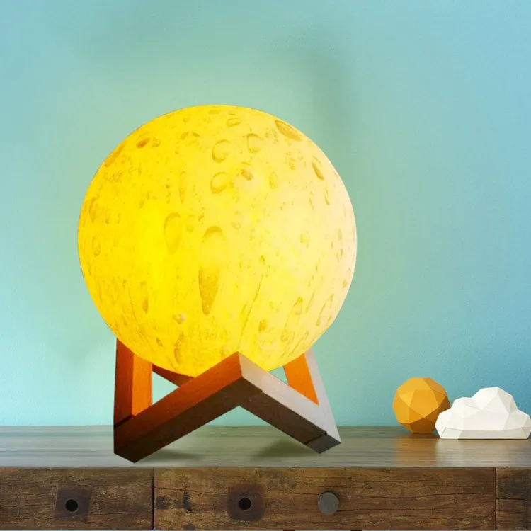 20 cm Moon Lamp  16 Colors LED 3D Print Moon Light with Stand & Remote&Touch Control and USB Rechargeable Moon Lamp