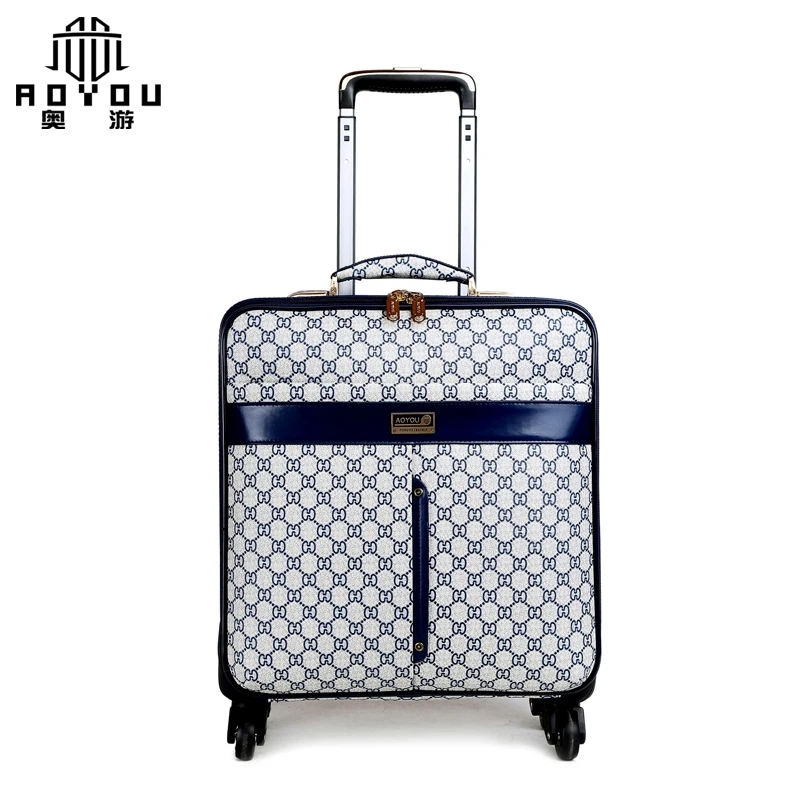 3pcs 16/20/24 inch women pu leather brown Suitcase Rolling Luggage Tote Bag Set