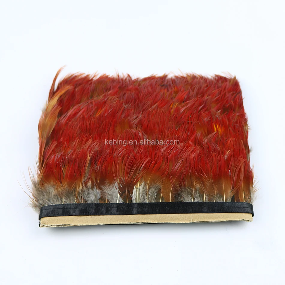 New arrival plume trim wholesale bulk dyed red pheasant feather fringe