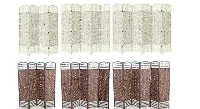 Wooden Framed Natural Wicker Folding Room Divider