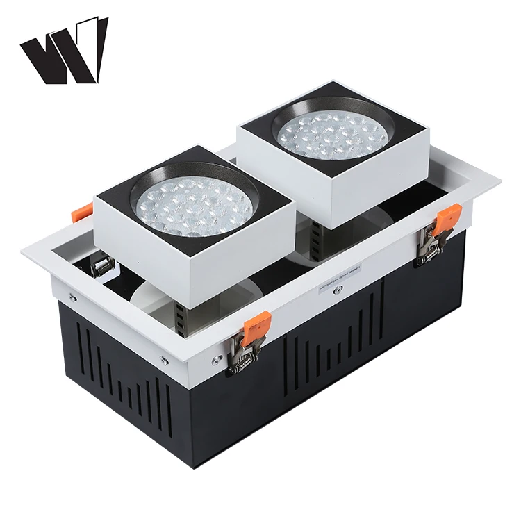 Adjustable double head lighting dimmable SMD led grille light 24w 30w 40w 50w led spotlight