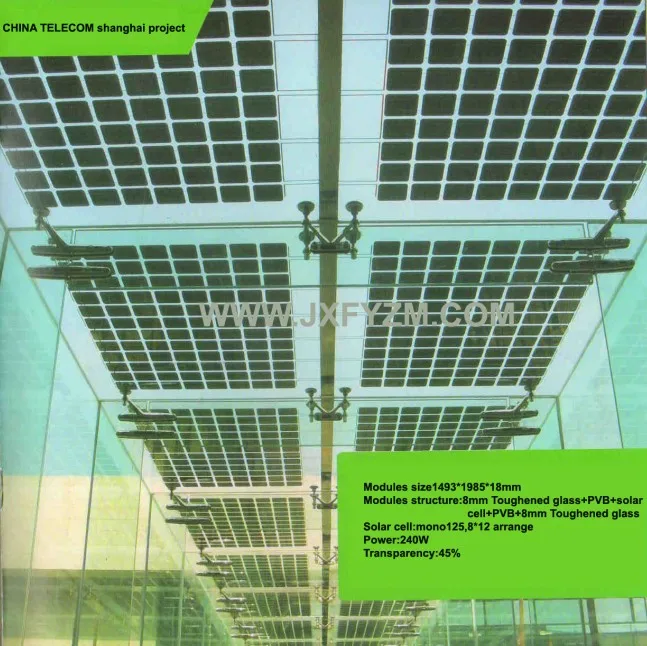 
top quality glass solar panel 220v bipv transparent Customizable bipv 