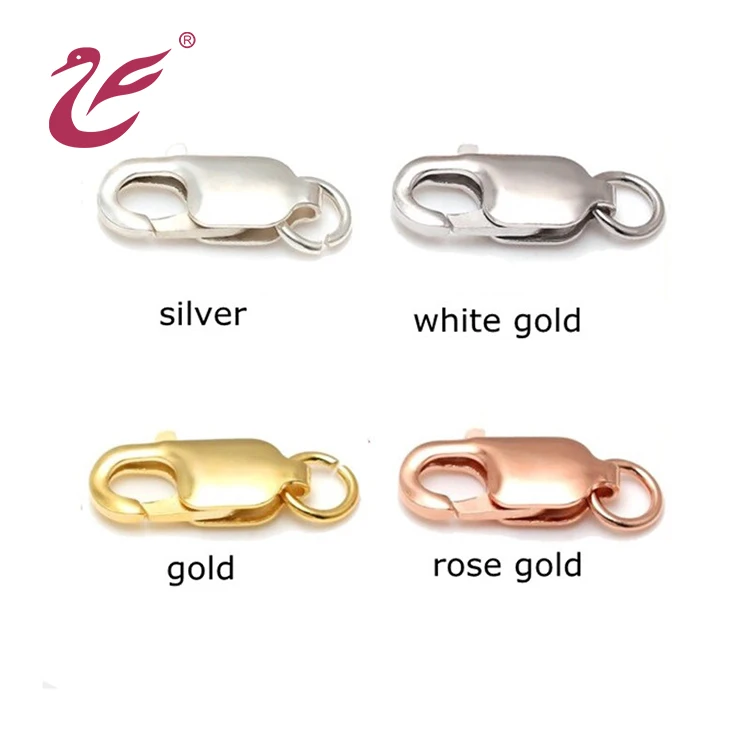 2021 Fashion jewelry findings sterling silver custom size adjustable lobster clasp for pearl necklace foldover clasp