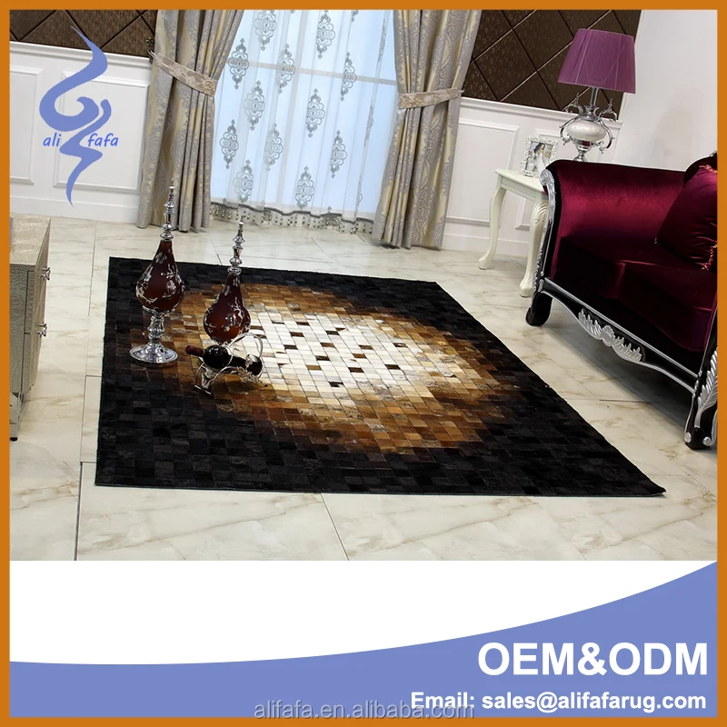 cowhide patchwork custom black and white rugs