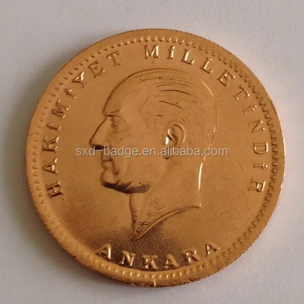 1923-1938 gold plated Turkey Gold Ataturk coin replica for Art & Collectible
