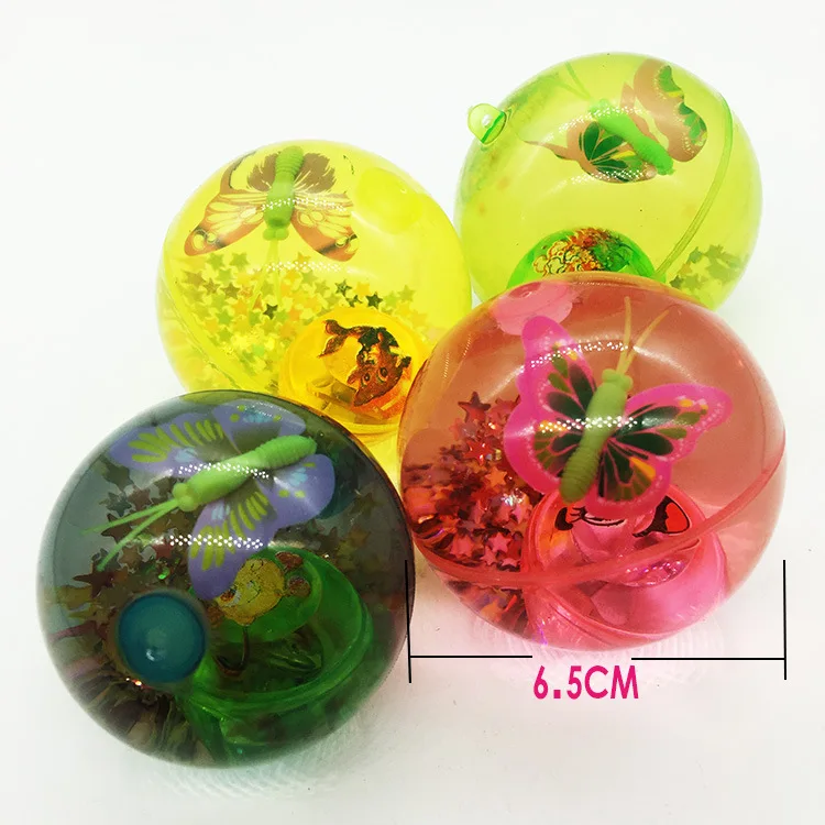 Fanny kids balls with butterfly inside kids toy Light bounce ball
