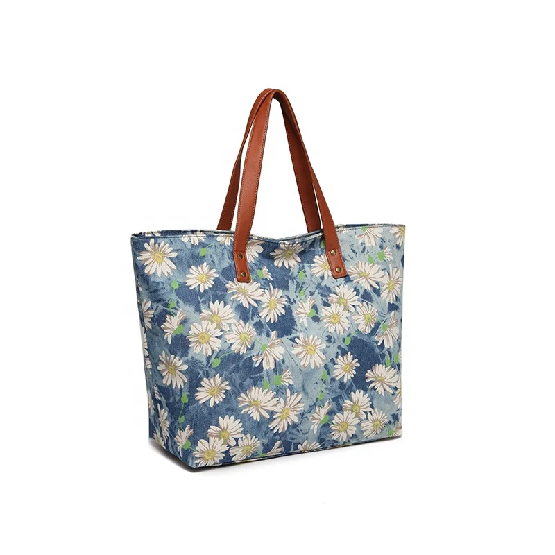 
custom printing jean tote bag 