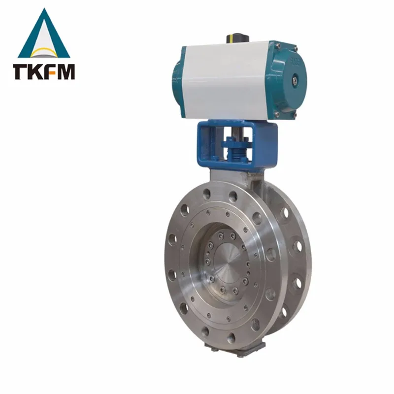 TKFM Лидер продаж чугунный высокопрочный двойной фланцевый Пневматический клапан-бабочка с ПТФЭ сиденьем pn16 dn50
