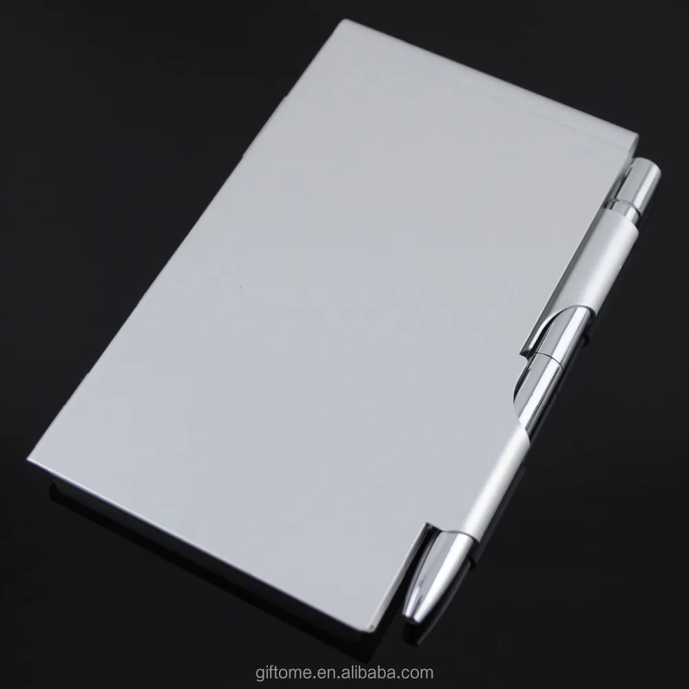 Promotional aluminum mini metal cover pocket notebook with pen