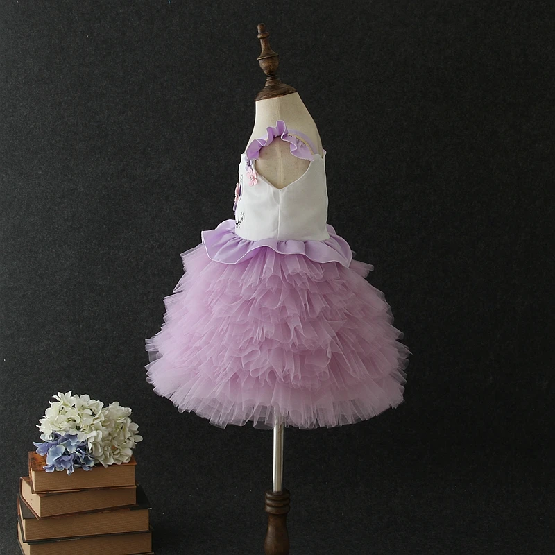 2019 Purple one year old unicorn baby girls purple party wear western birthday tutu dress