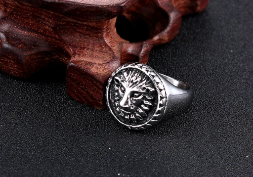 Gothic Men Lion Head Rings Punk Biker Cool Ring Vintage Steel heavy Ring In Stock