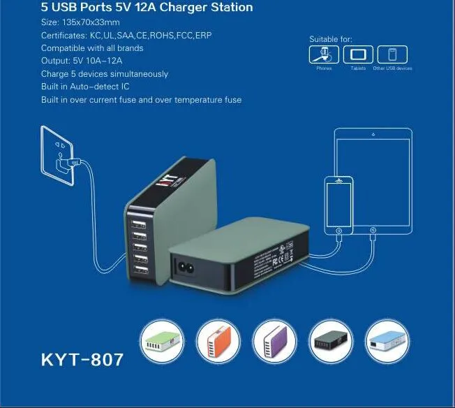 5V10A Высокая Скорость Стены USB Зарядное Устройство Несколько для Смартфонов и Планшетов