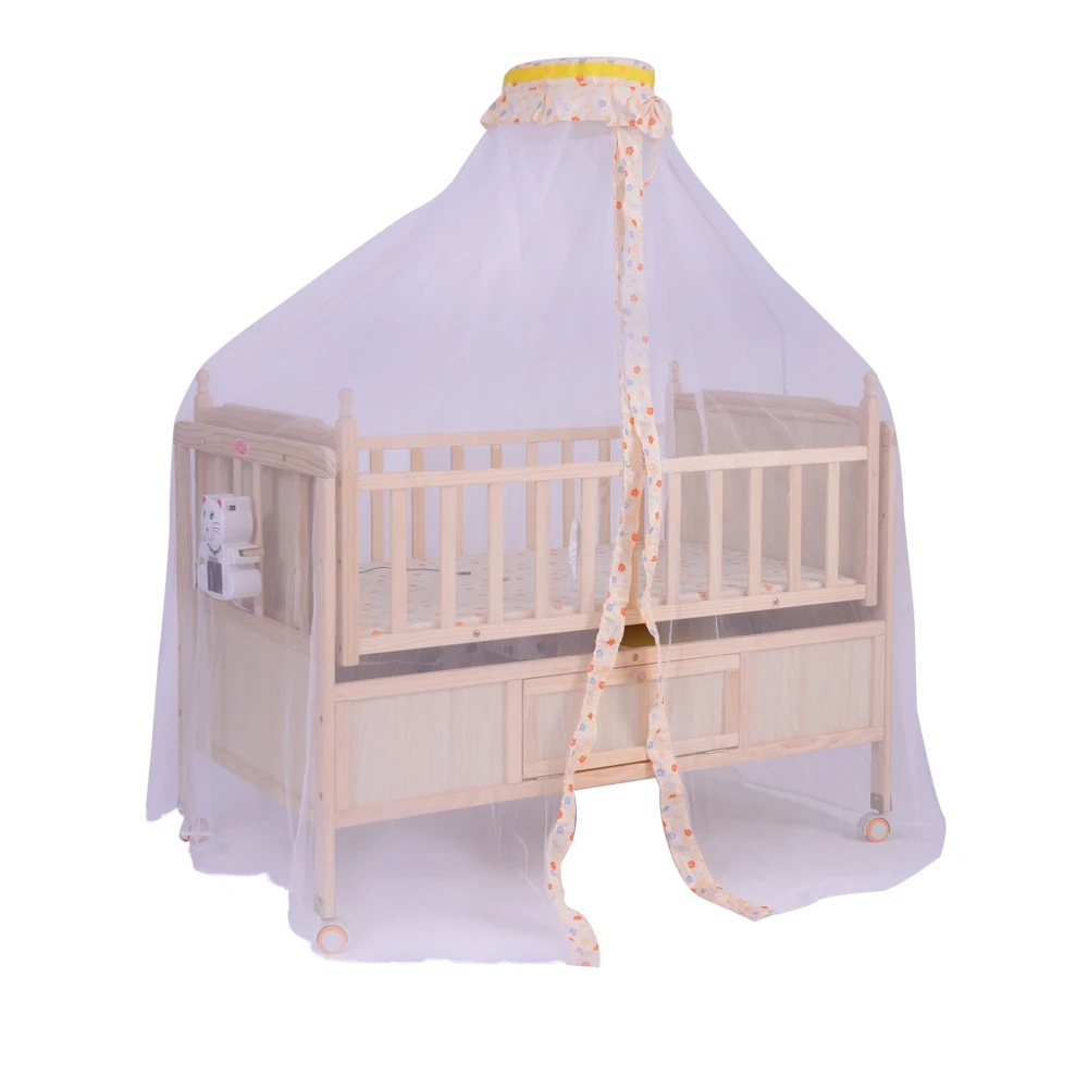 Solid wooden baby bed swinging crib for new born baby