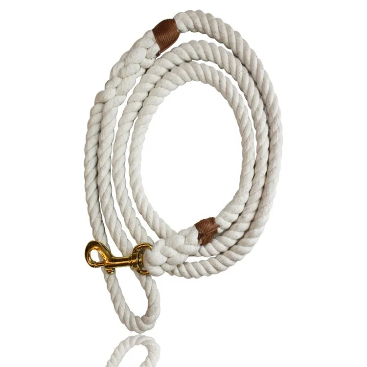 Custom Color high quality new design 100% cotton dog leash With Metal Logo Tag innovative Slip Rope Lead Leash