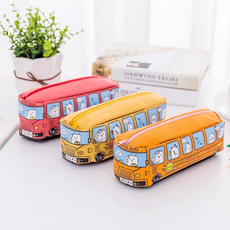XC Creative Bus Schoolbag Personal Chao Language Simple Pencil Box Stationery Bag