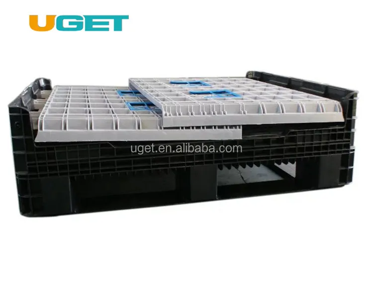 New HDPE Transportation Storage Mesh Fruit Large Stackable Plastic Foldable Pallet Moving Boxes