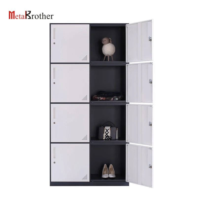 8 Doors Metal Locker Style Wardrobe Clothes High Quality Steel Storage Cabinet Kids Changing Room Locker Furniture