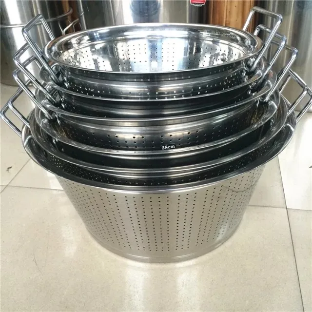 Round Hole Strainders Stainless Steel Colanders with Long Handle