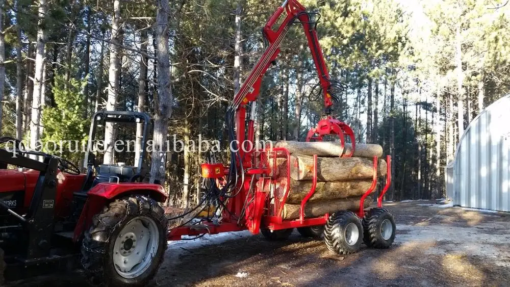 CE Certificate 5 Tons Log Loading Trailer with Crane