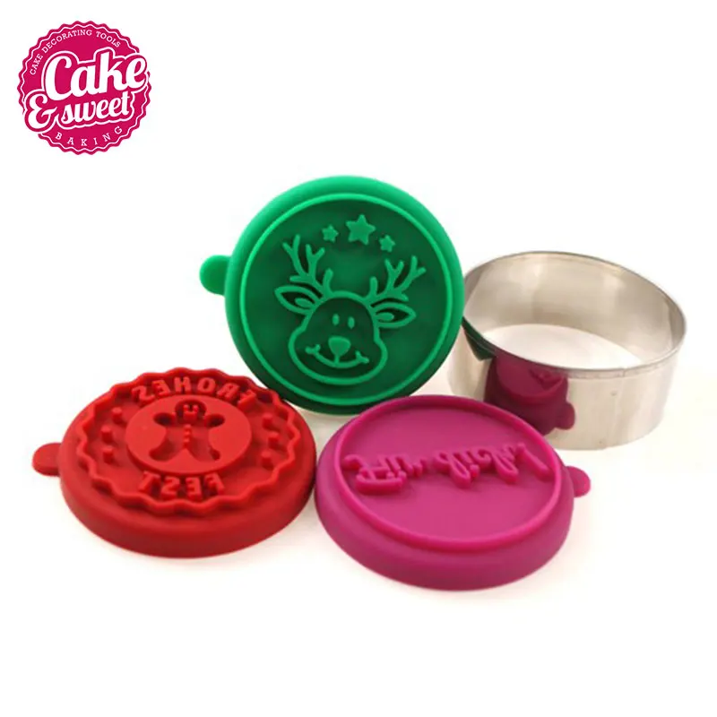 Christmas 3D custom silicone cookie stamp cookie press