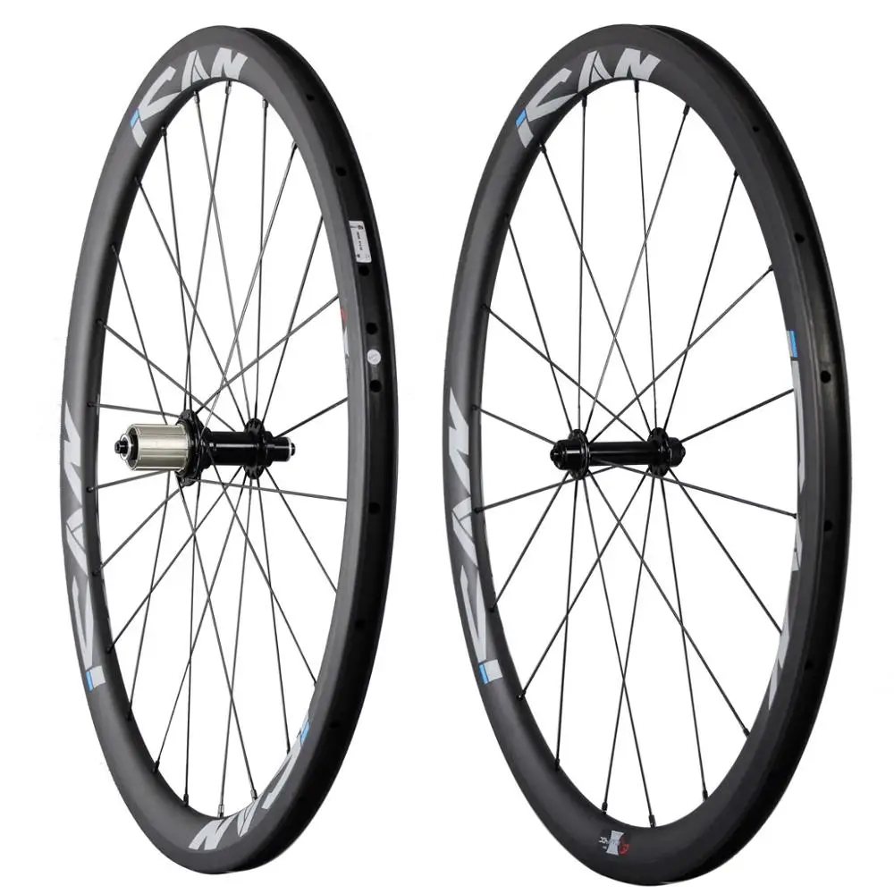 ICAN rims wheels 700C carbon road bike wheelset depth 40mm width 25mm with 3K/Basalt brake edge high-TG 240