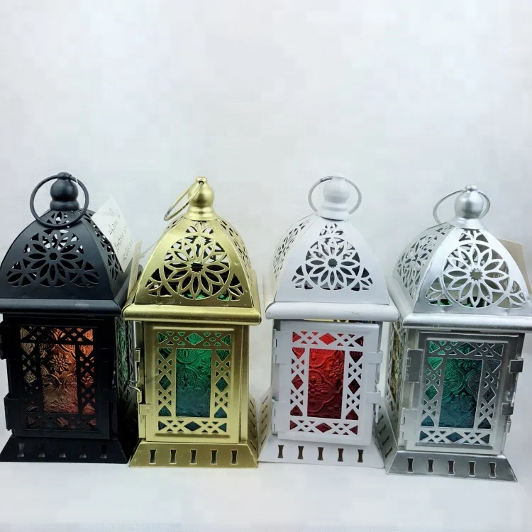 House-shape Mini Metal Retro Iron Glass Candlestick Candle Holder Lantern