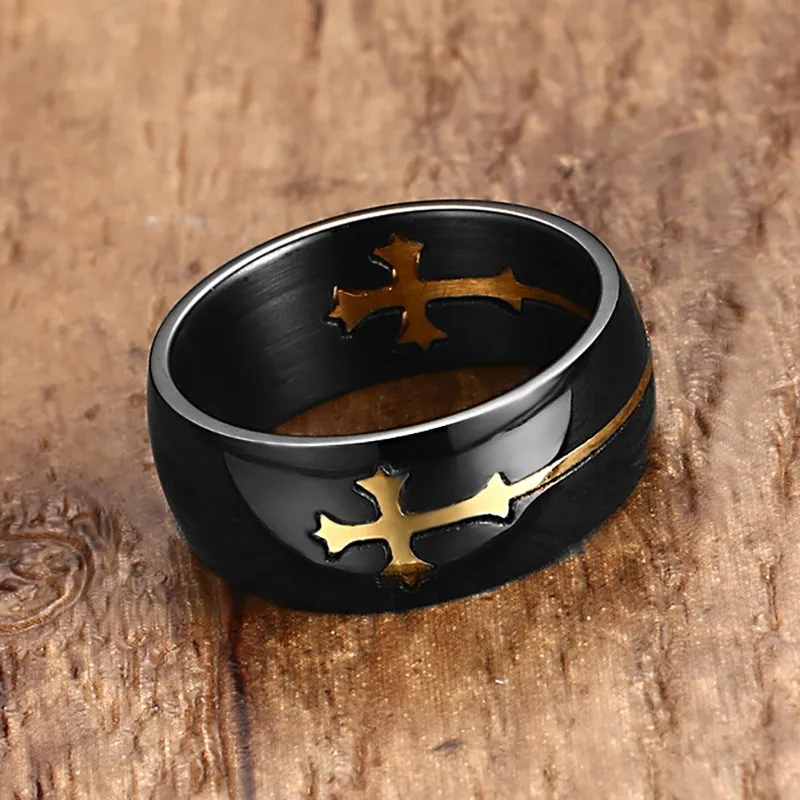 
2019 hot selling stainless steel cross could adjustable rings for men 