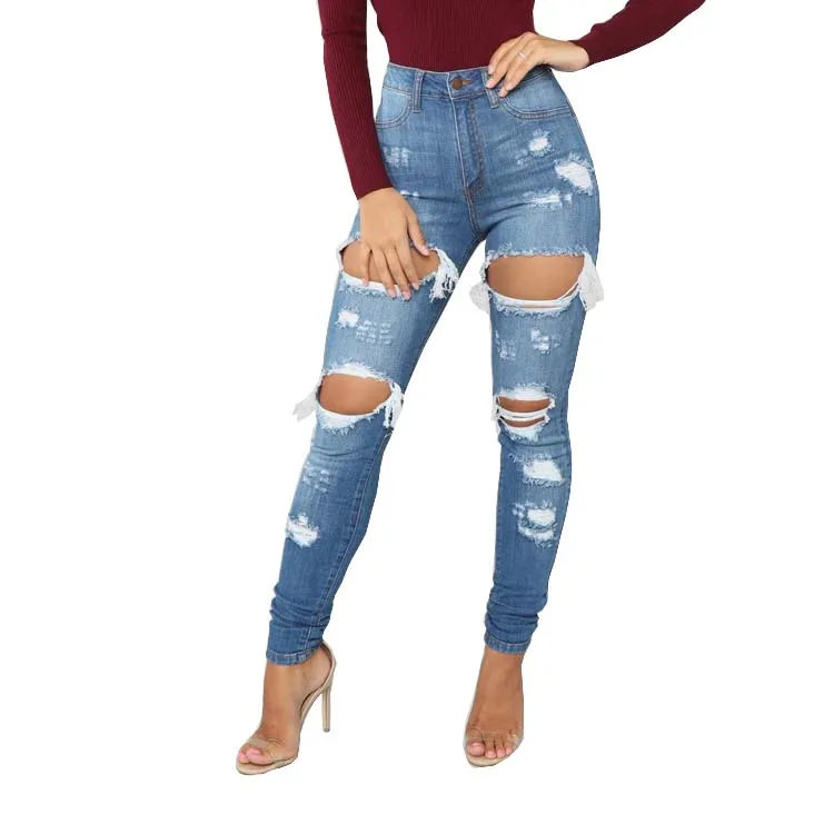 
2020 The new design acid wash skinny pictures sexy jeans women 