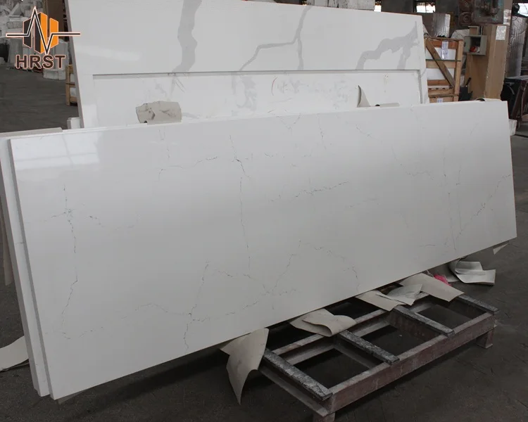 Bookmatched Vein Slab Calacatta Quartz Stone Kitchen Benchtop With Waterfall