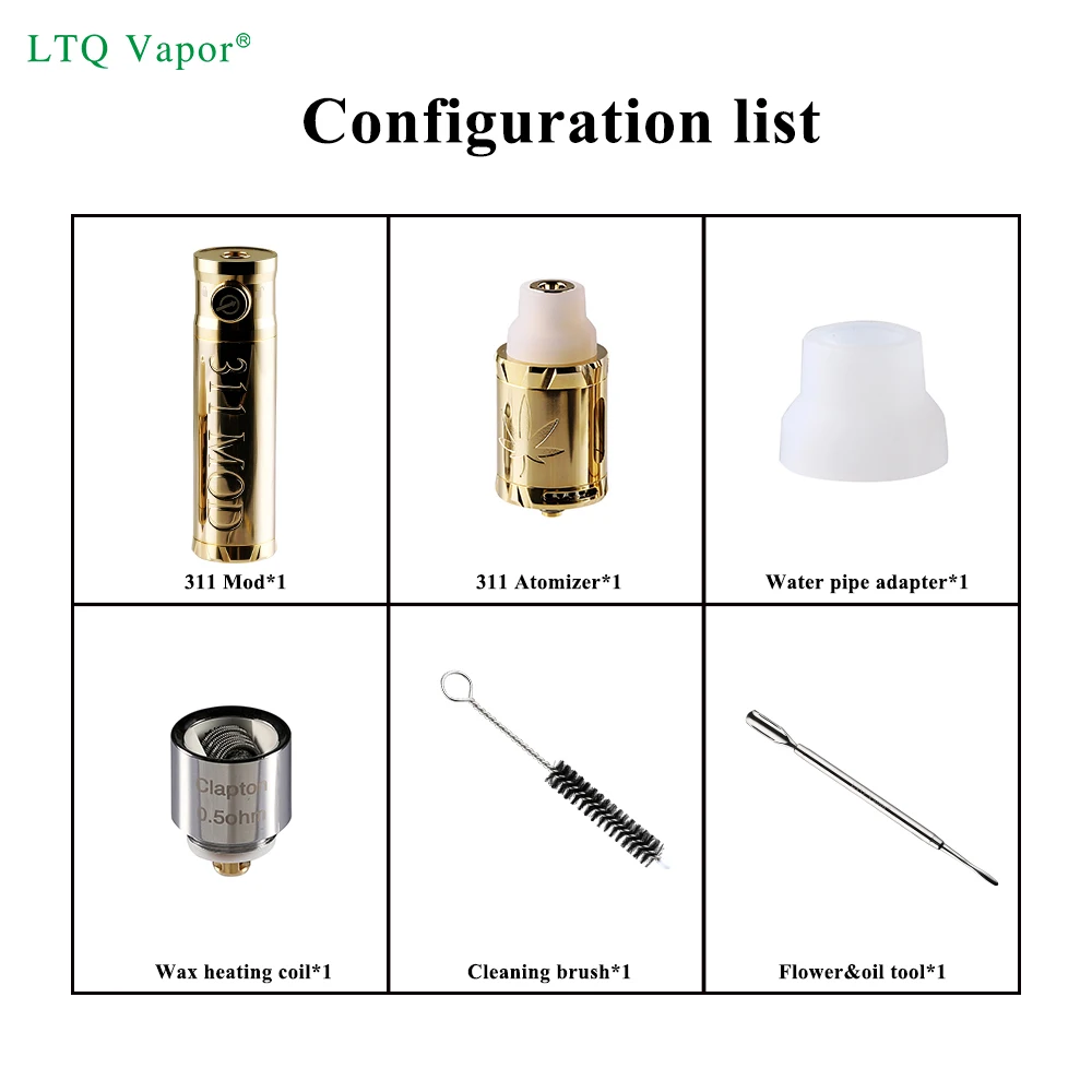 311 Mod vaping 2019 wax Pen Portable Kit water pipes glass smoking electronic pipe smoking