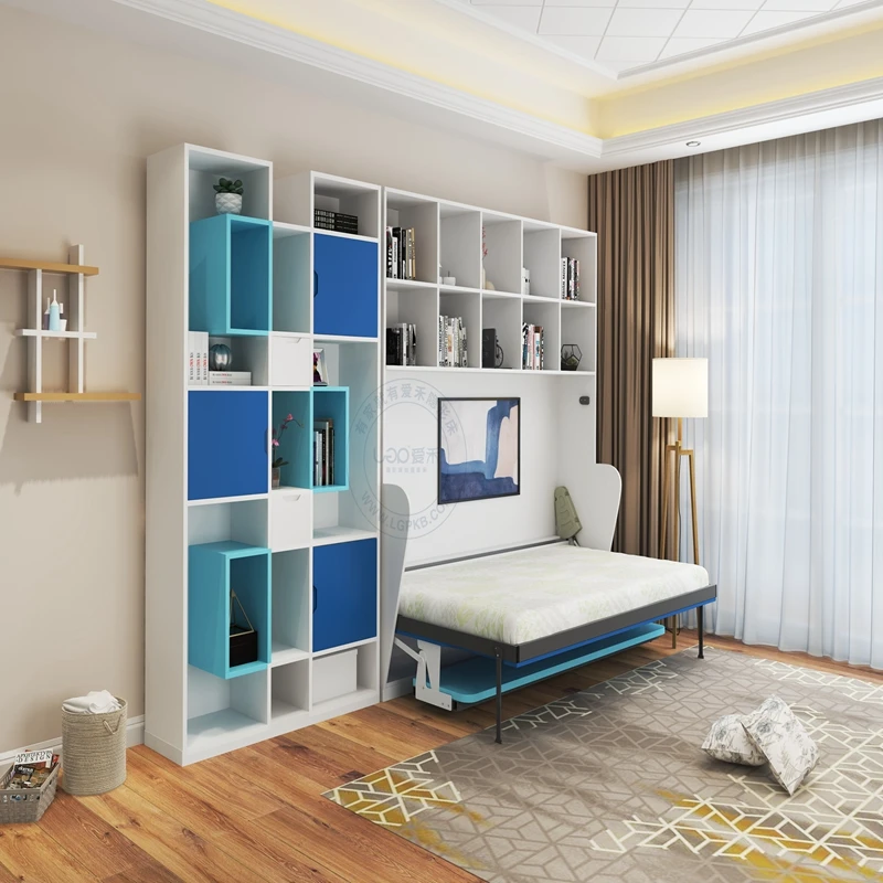 Custom made foldable wall bed murphy bed mechanism hardware kit with hanging desk for single apartment