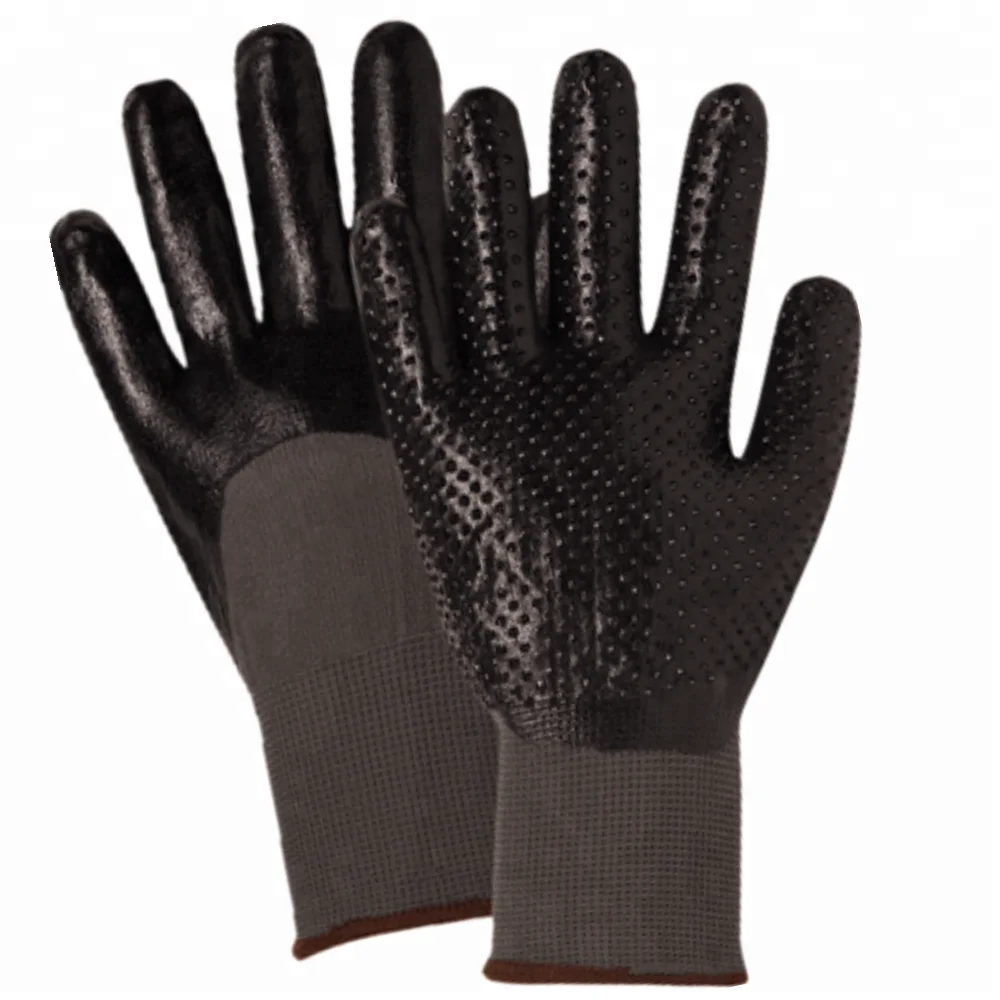 GLOVEMAN 3/4 Nitrile coated palm With Nitrile Dot Saety Working gloves