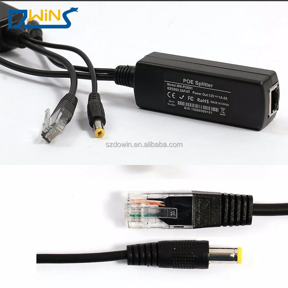 IEEE 802.3af Standard & 5V 2A Output 10/100M PoE Splitter Micro USB Connector Power over Ethernet for IP Camera