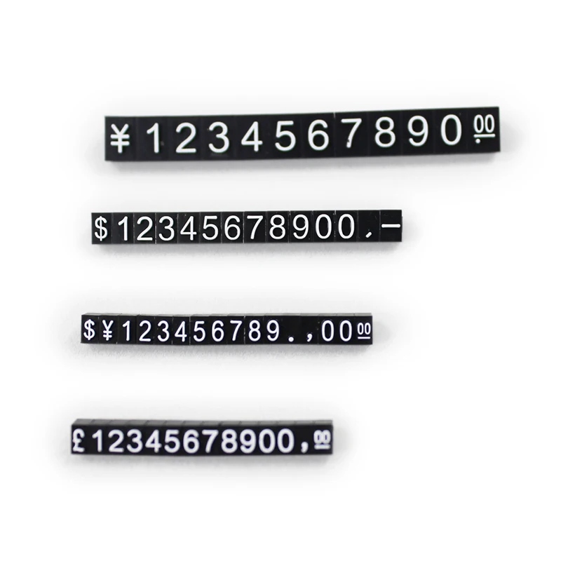 Four sizes three-dimensional convex digital plastic jewelry price tags pricing cubes display for jewelry shop