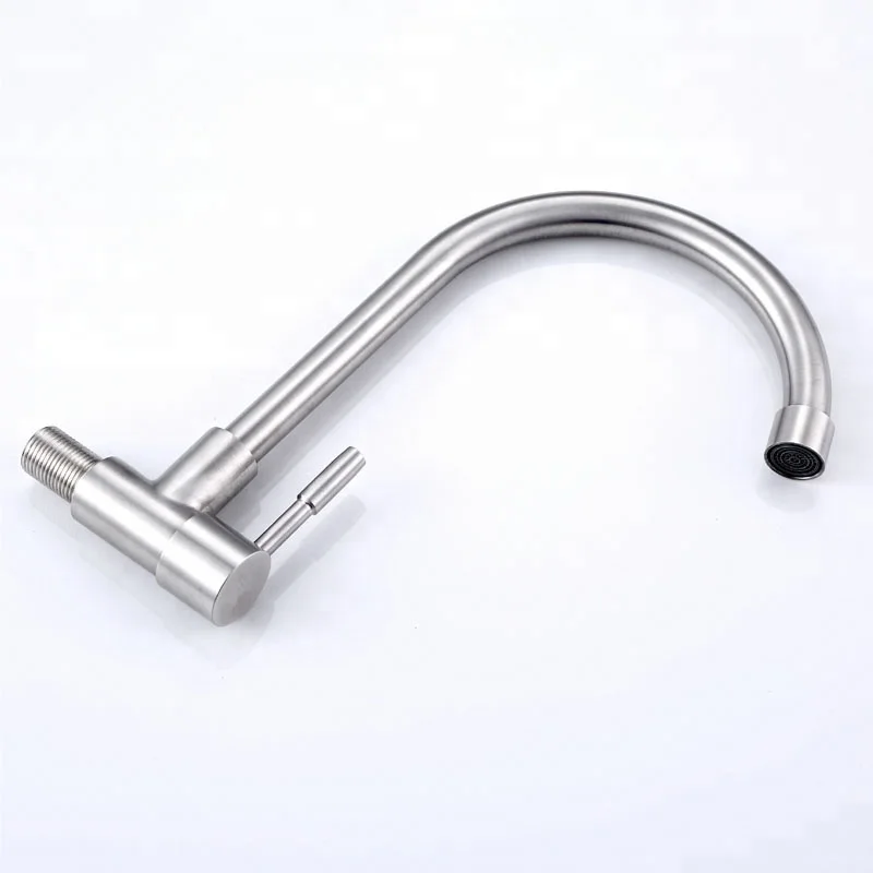 304 Stainless Steel Kitchen Faucet Single Cooling Water Tap Enter Wall Type Tap