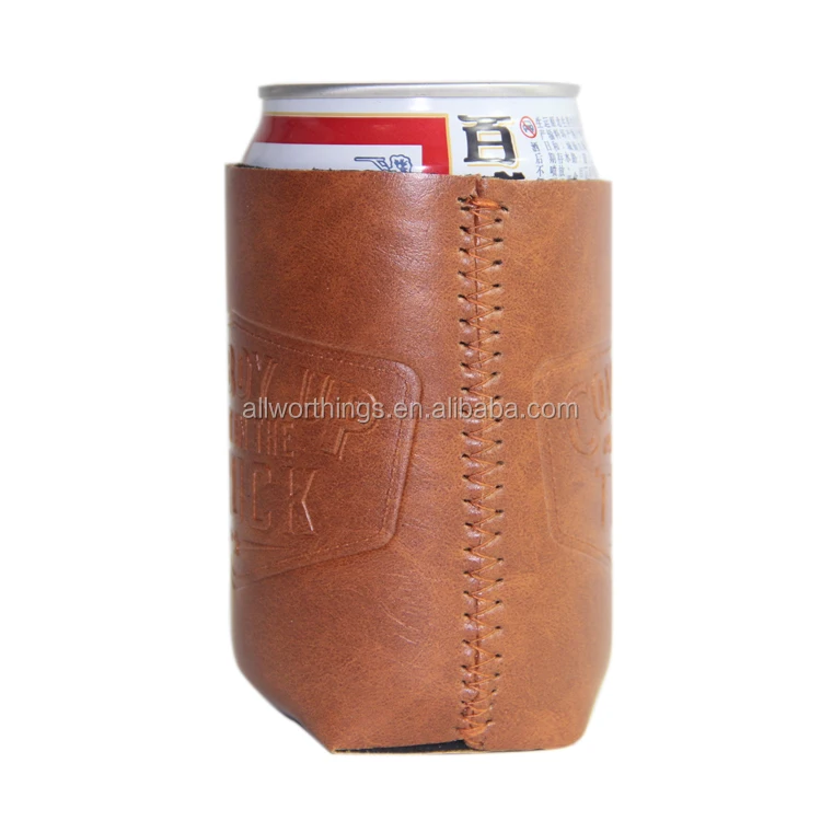 Custom Printed Neoprene PU Leather Beer Can Cooler