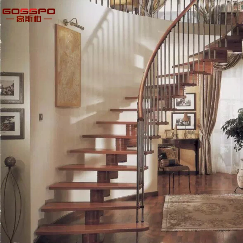 
American Red Oak Interior Antique Carved Wood Staircase 