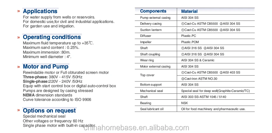 4SD10 High Quality best submersible pumps brands electric water pump Italian submersible pump