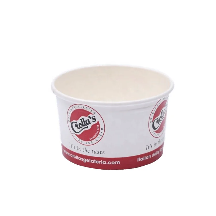 Custom printed cartoon 4oz disposable compostable white cardboard paper ice cream packaging cup