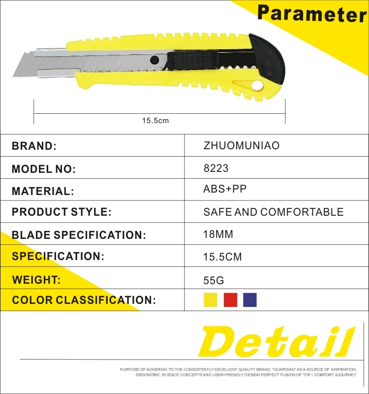 
Daily Life Use Snap Off Utility Knife Box Cutter With Blade 