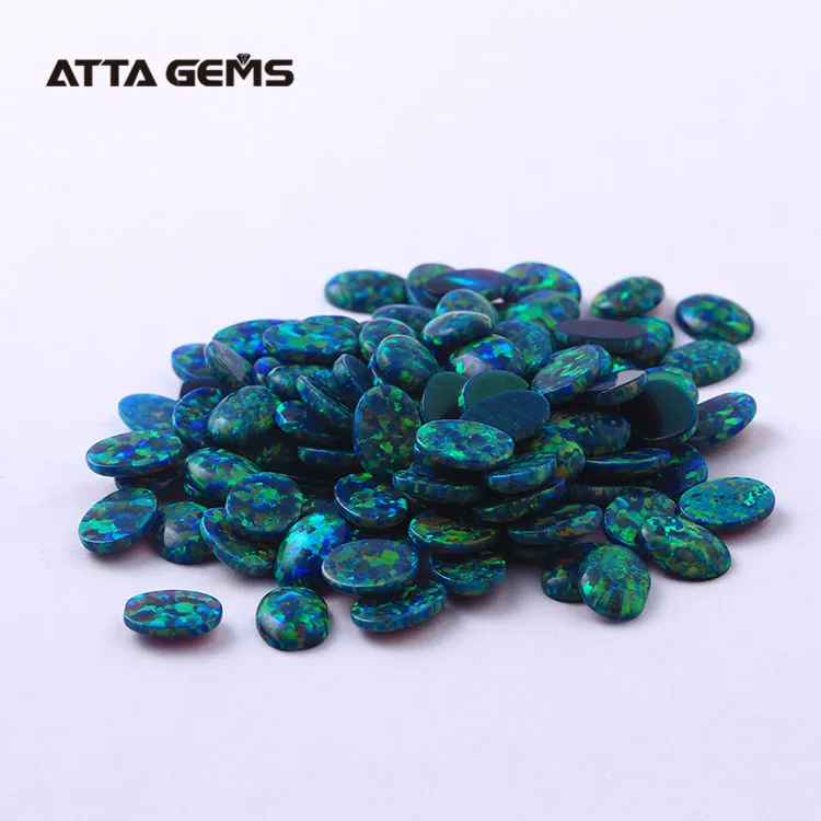 Синтетический (созданный в лаборатории) Опаловый кабошон овальным вырезом 6x8 мм L-1 темно lipis синтетических мистическим темно-зеленый опал синтетический камень цена