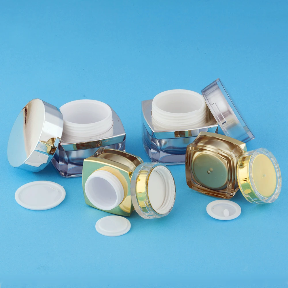 Hengsheng factory wholesale square shaped eco friendly plastic cosmetics containers and packaging acrylic jar with lid 5g 10g